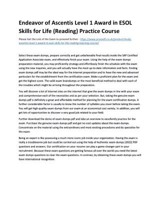 endeavor of ascentis level 1 award in esol skills