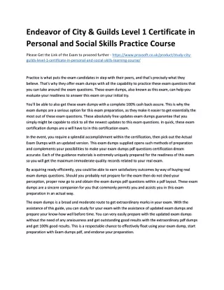 endeavor of city guilds level 1 certificate
