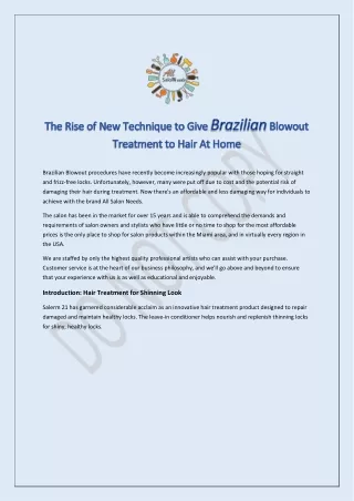 The Rise of New Technique to Give Brazilian Blowout Treatment to Hair At Home