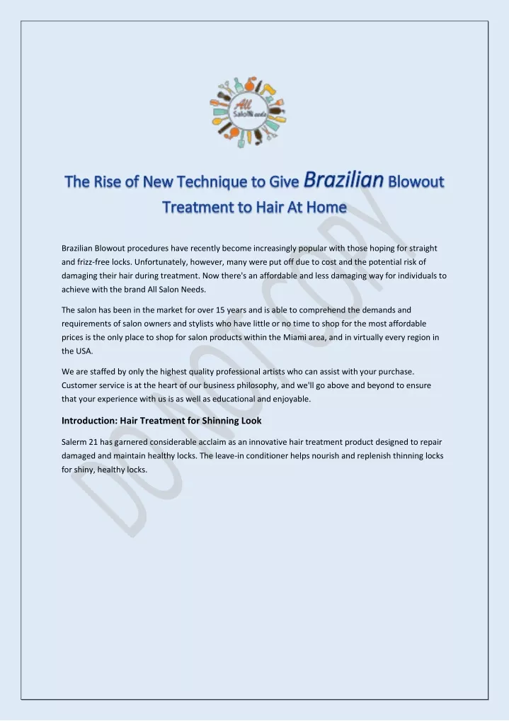 brazilian blowout procedures have recently become