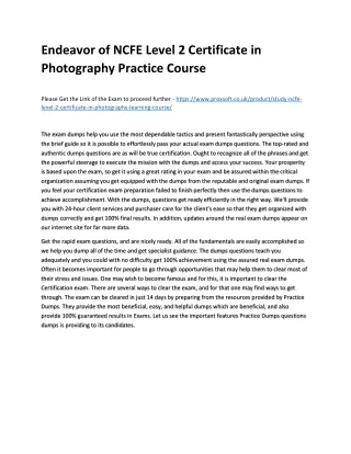 endeavor of ncfe level 2 certificate