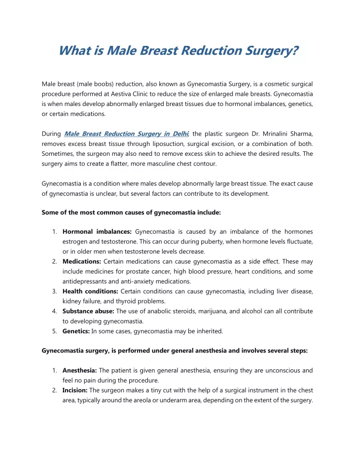 what is male breast reduction surgery