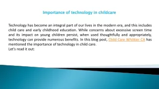 Importance of technology in childcare