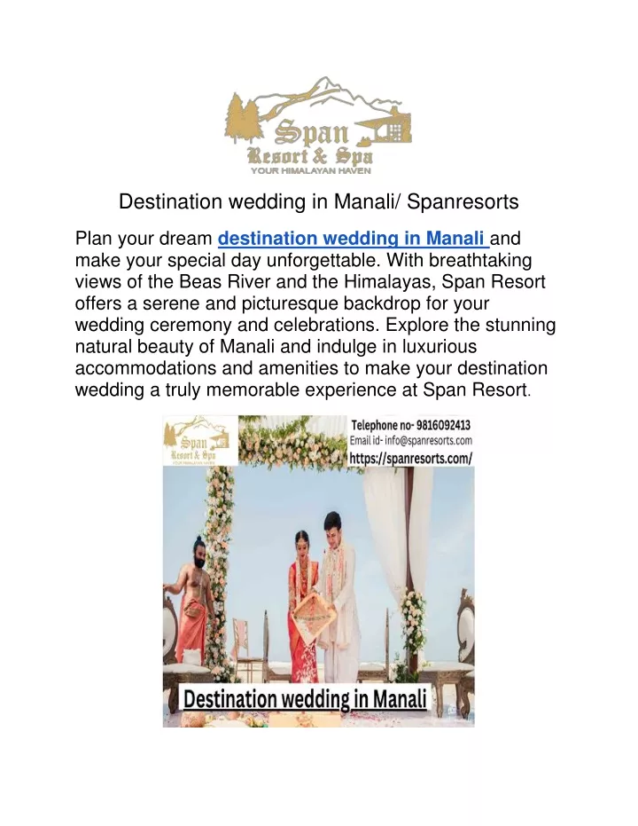 destination wedding in manali spanresorts