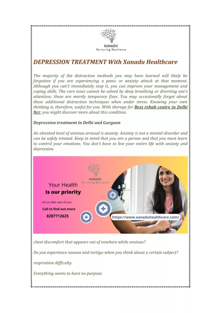 depression treatment with xanadu healthcare