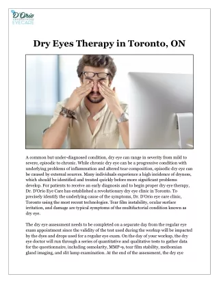 Dry Eyes Therapy in Toronto, ON