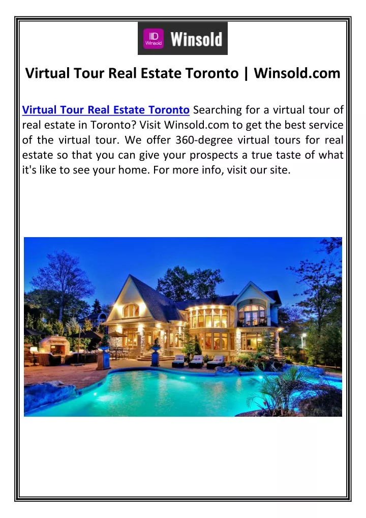 virtual tour real estate toronto winsold com