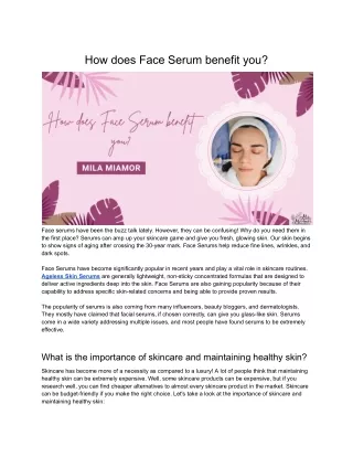 how does face serum benefit you