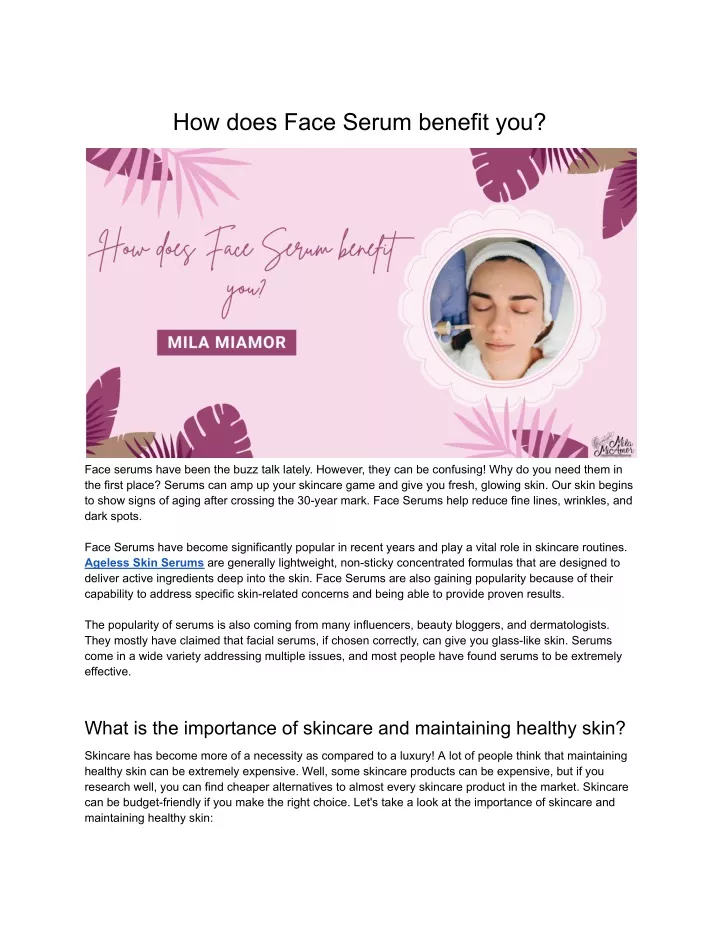 how does face serum benefit you
