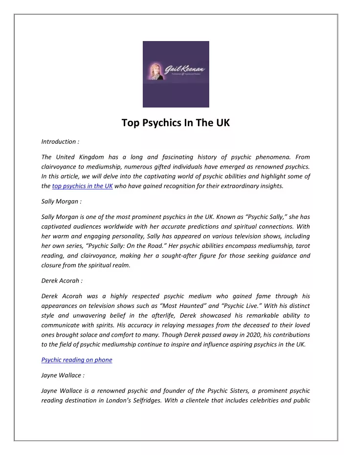 top psychics in the uk