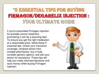 5 essential tips for buying firmagon degarelix injection your ultimate guide