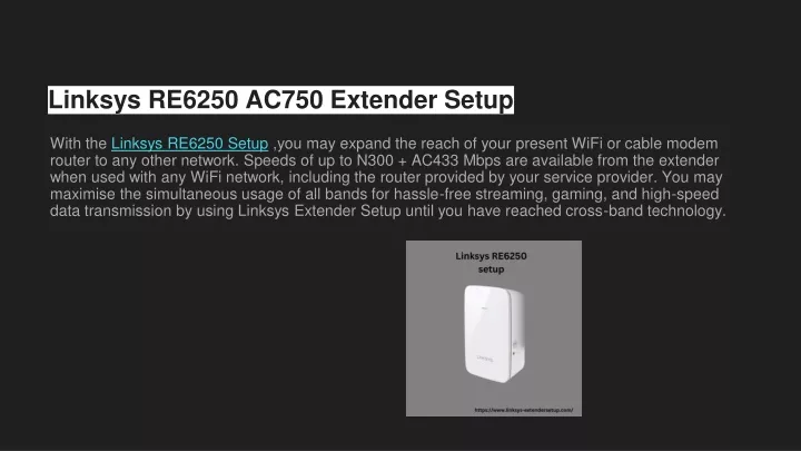 linksys re6250 ac750 extender setup