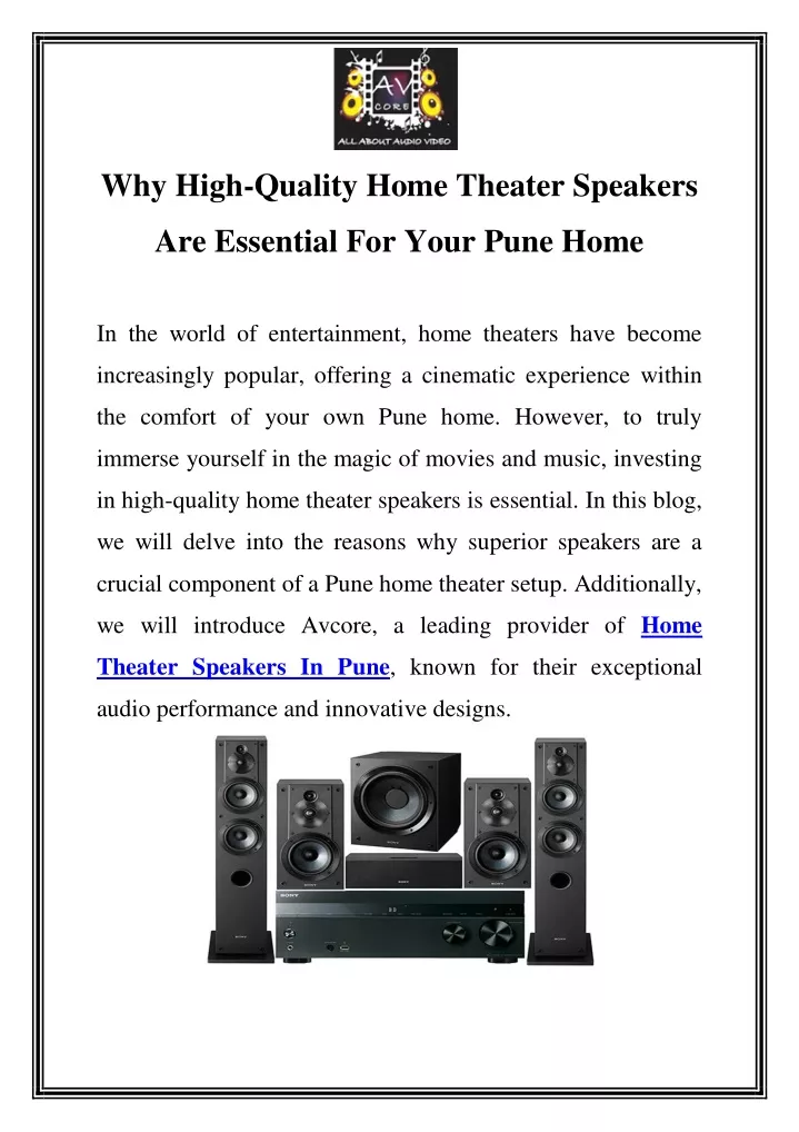 why high quality home theater speakers