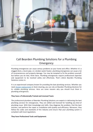 Call Bearden Plumbing Solutions for a Plumbing Emergency