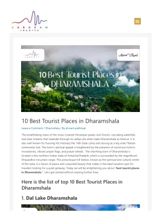 10 Best Tourist Places in Dharamshala