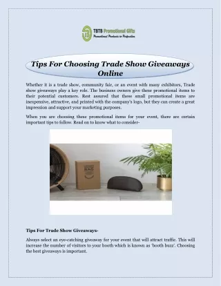 Tips For Choosing Trade Show Giveaways Online