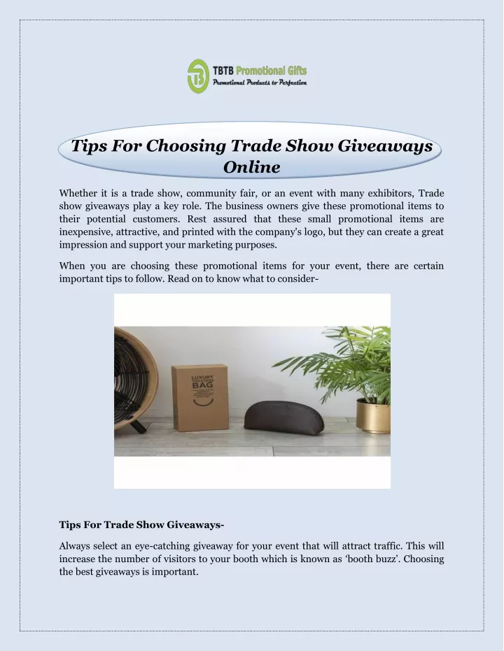 tips for choosing trade show giveaways online