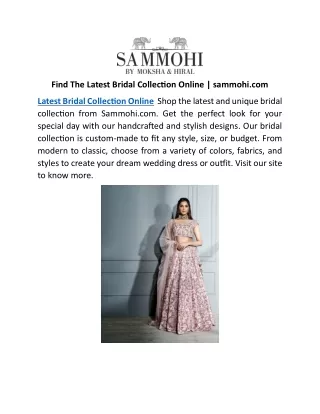 Find The Latest Bridal Collection Online | sammohi.com