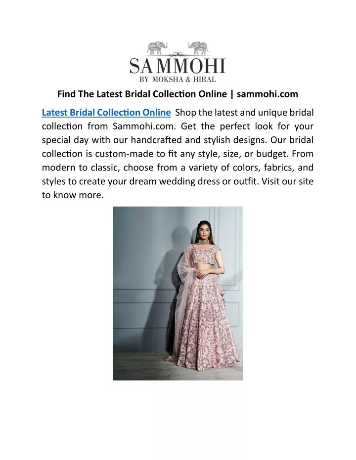 find the latest bridal collection online sammohi