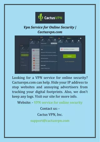 Vpn Service for Online Security  Cactusvpn.com