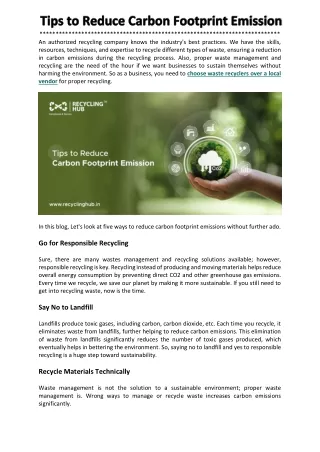 Tips to Reduce Carbon Footprint Emission