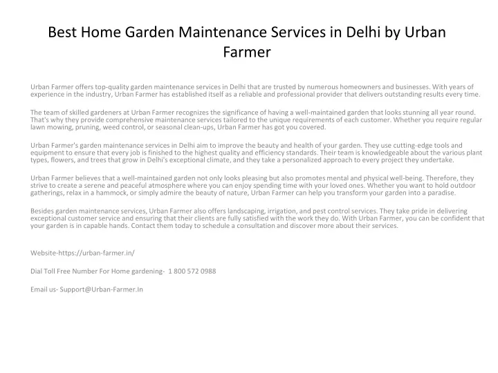 best home garden maintenance services in delhi by urban farmer