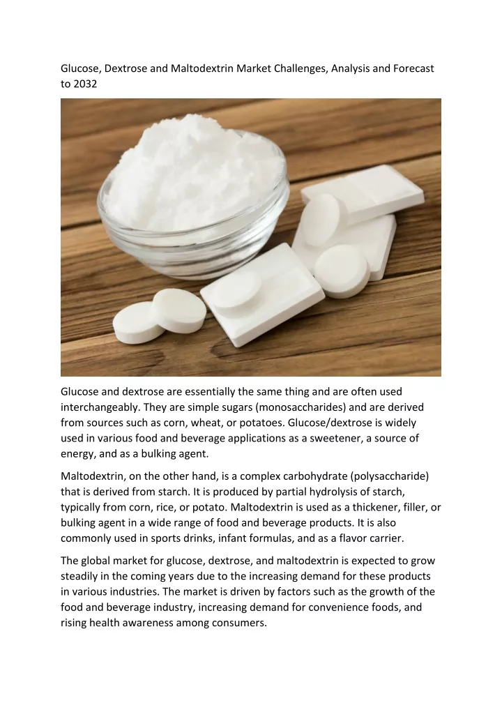 glucose dextrose and maltodextrin market