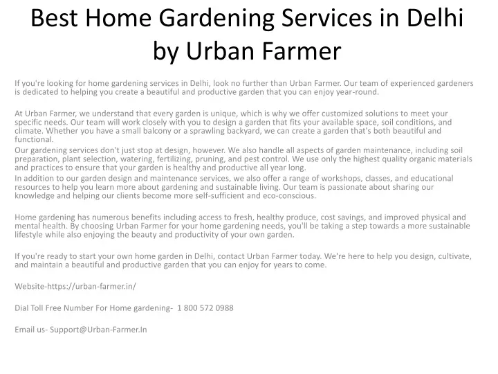 best home gardening services in delhi by urban farmer