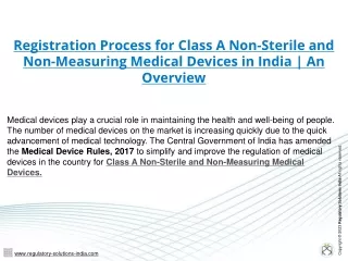 Registration Process for Class A Non-Sterile and Non-Measuring Medical Devices