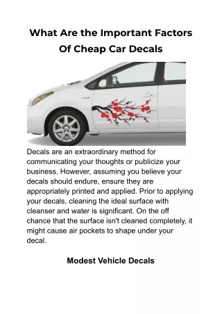 what are the important factors of cheap car decals