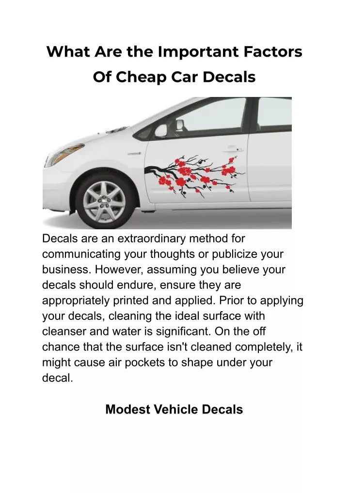 what are the important factors of cheap car decals