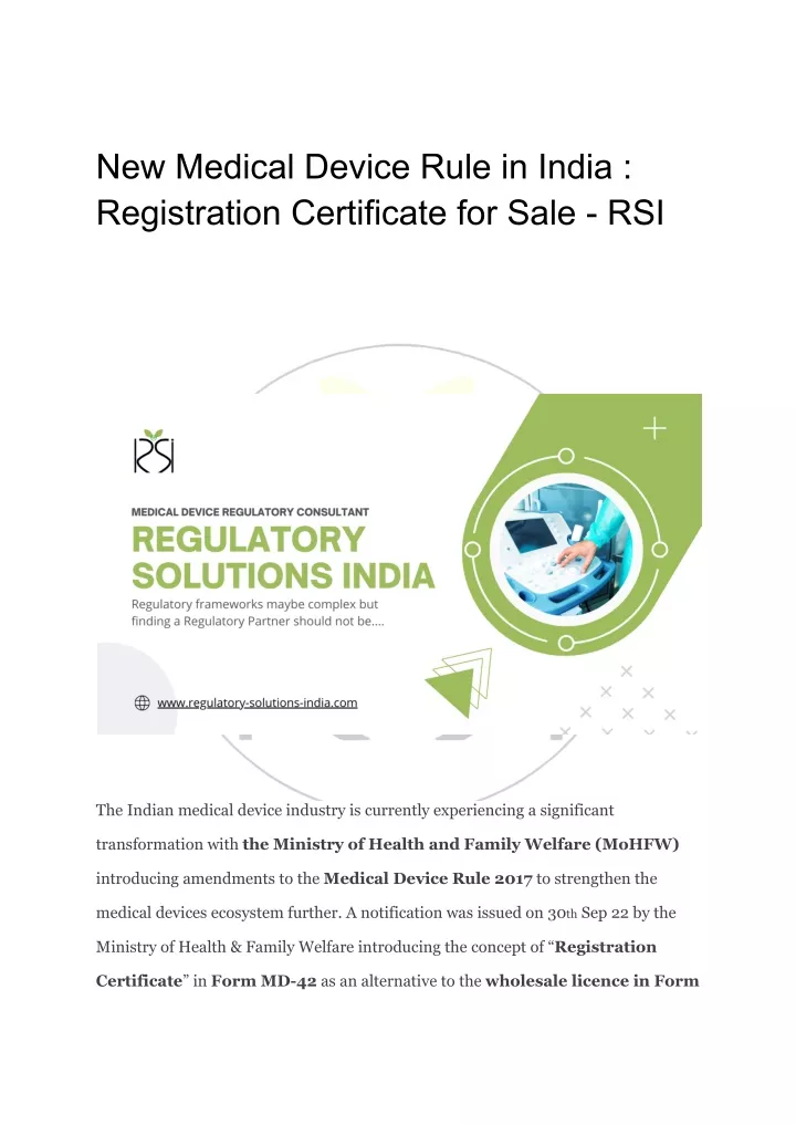 new medical device rule in india registration