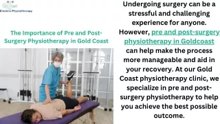 Pre and post surgery physio in Goldcoast