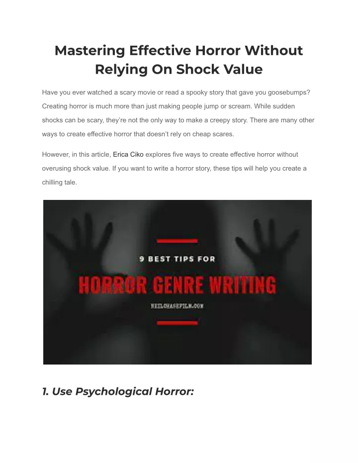 mastering effective horror without relying