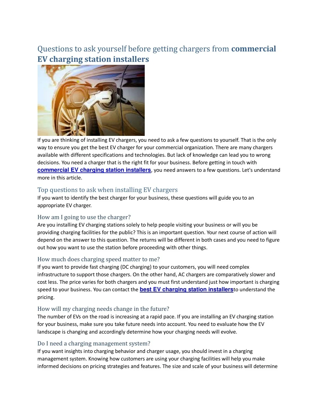 PPT - Questions to ask yourself before getting chargers from commercial ...