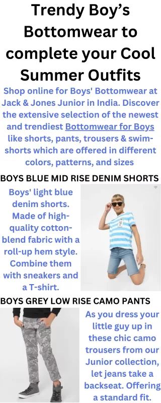 Trendy Boy’s Bottomwear to complete your Cool Summer Outfits