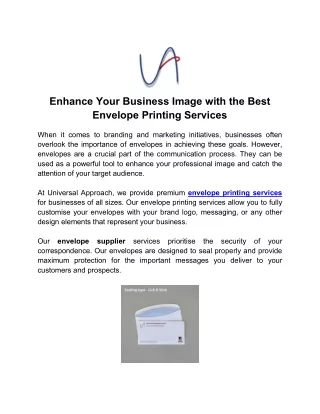 Enhance Your Business Image with the Best Envelope Printing Services