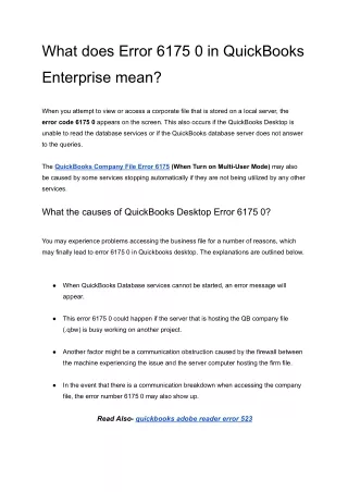 Causes and Solutions to Error 6175 0 in QuickBooks Enterprise