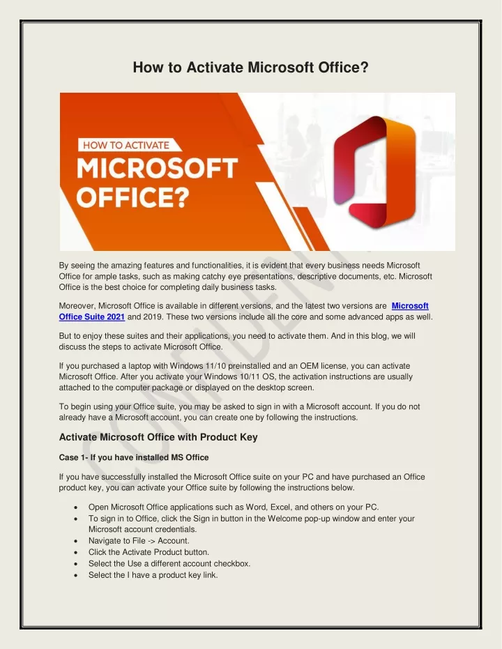 how to activate microsoft office