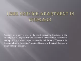 1BHK Service Apartment In Gurgaon..