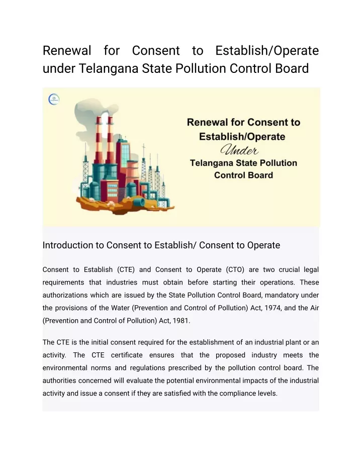 renewal under telangana state pollution control