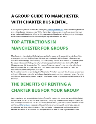 a group guide to manchester with charter