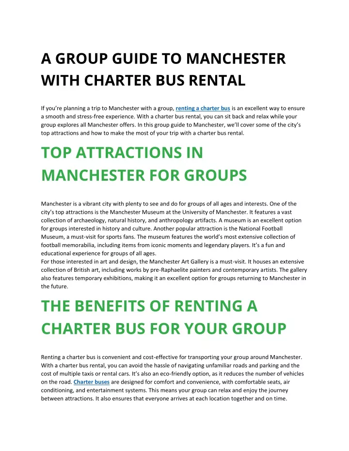 a group guide to manchester with charter