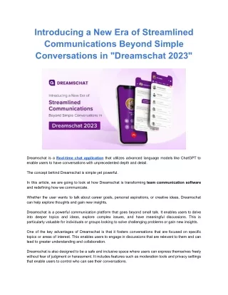 Introducing a New Era of Streamlined Communications Beyond Simple Conversations in _Dreamschat 2023