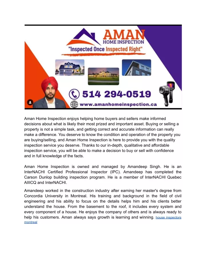 aman home inspection enjoys helping home buyers