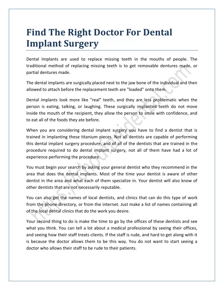 find the right doctor for dental implant surgery