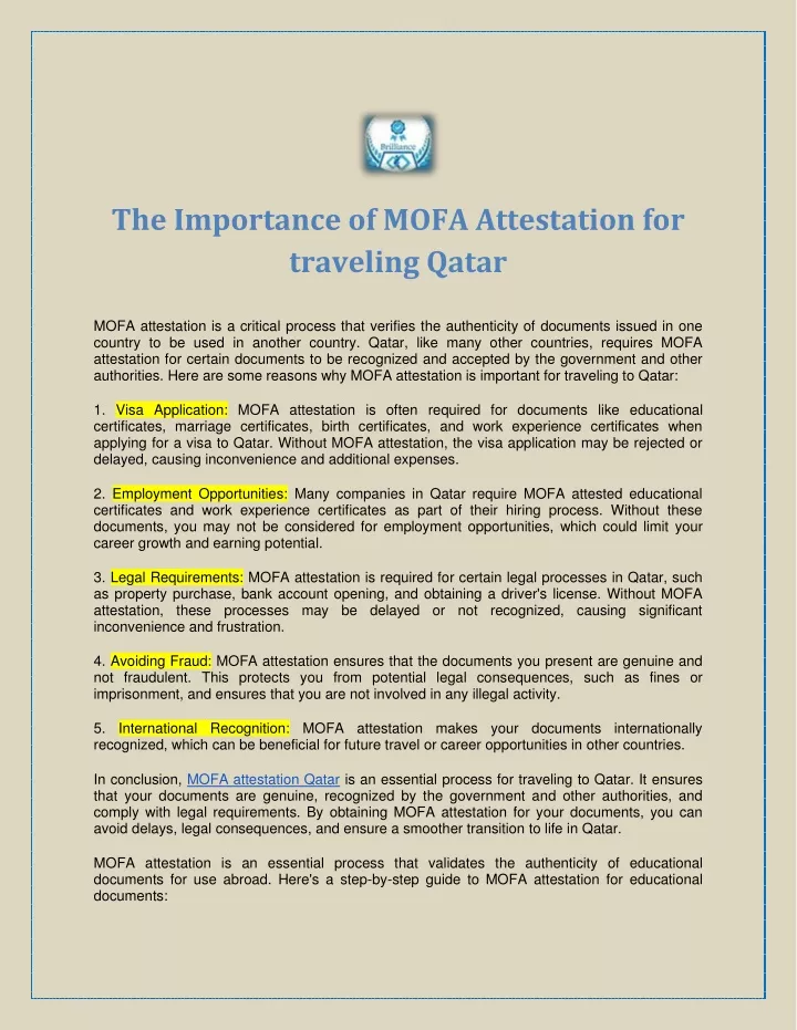 the importance of mofa attestation for traveling