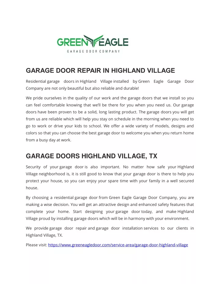 garage door repair in highland village