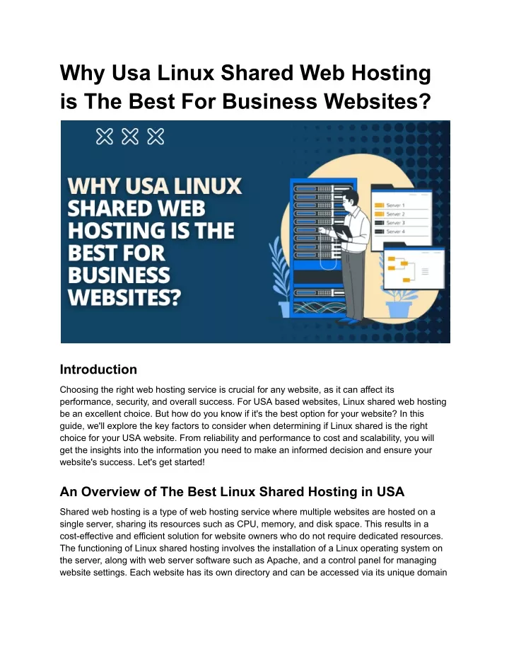 why usa linux shared web hosting is the best