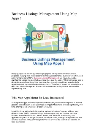 Business Listings Management Using Map Apps